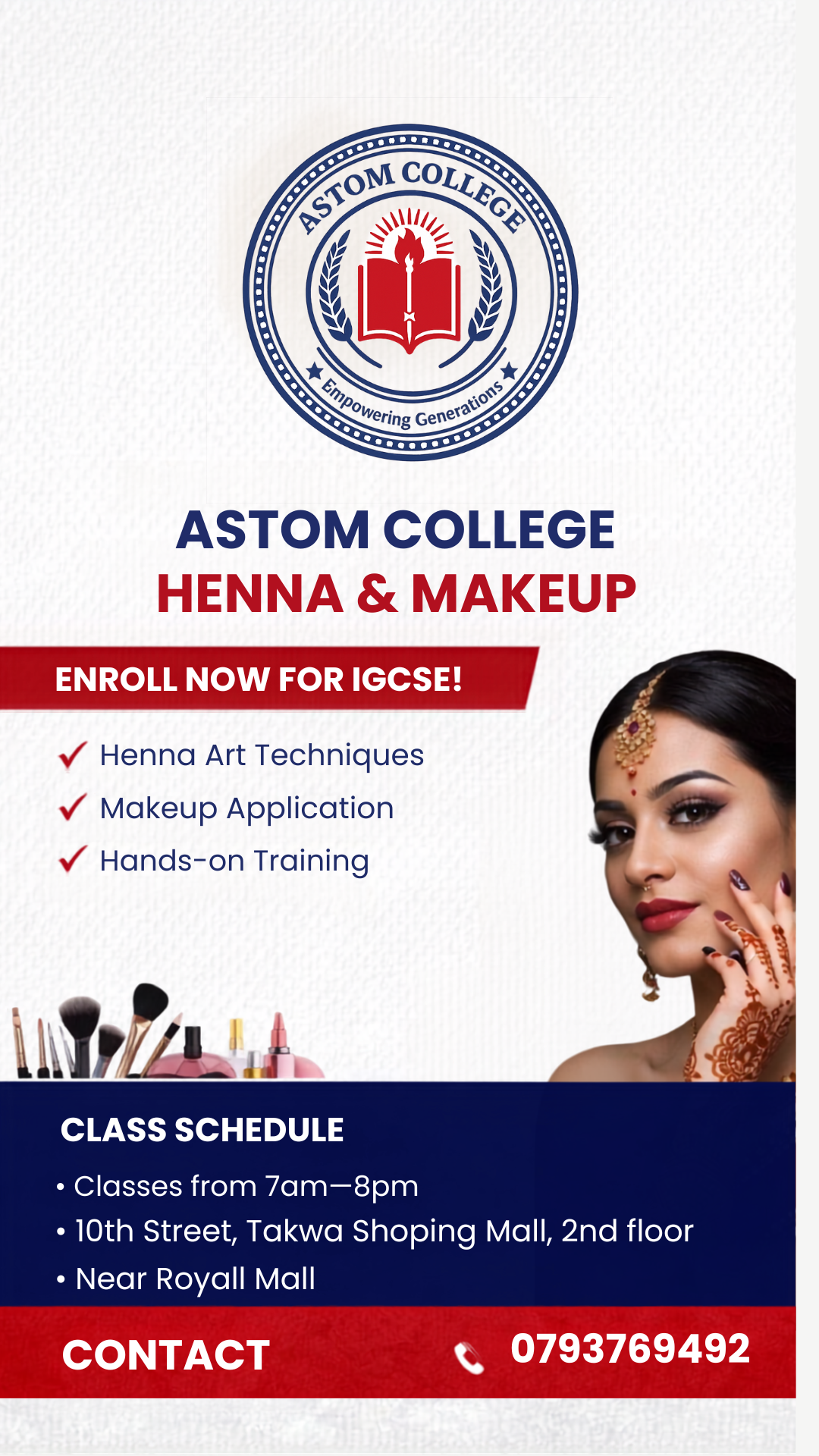 Henna and Makeup Courses at Astom College